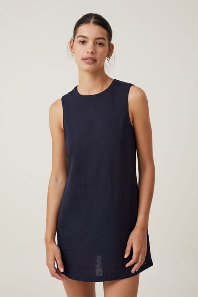 Haven High Neck Mini Dress, NAVY