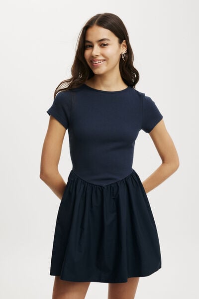 Romee Short Sleeve Mini Dress, WINTER NIGHT