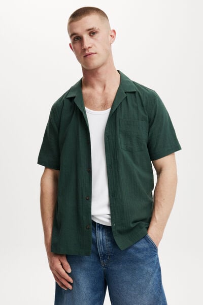 Riviera Short Sleeve Shirt, DEEP EMERALD