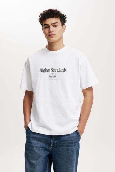 Box Fit Graphic T-Shirt, WHITE/HIGHER STANDARDS