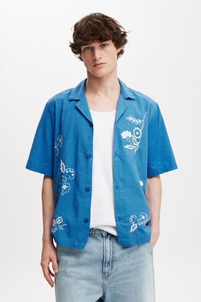 Cabana Short Sleeve Shirt, COBALT ART