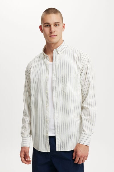 Oversized Long Sleeve Shirt, YELLOW HAZE STRIPE