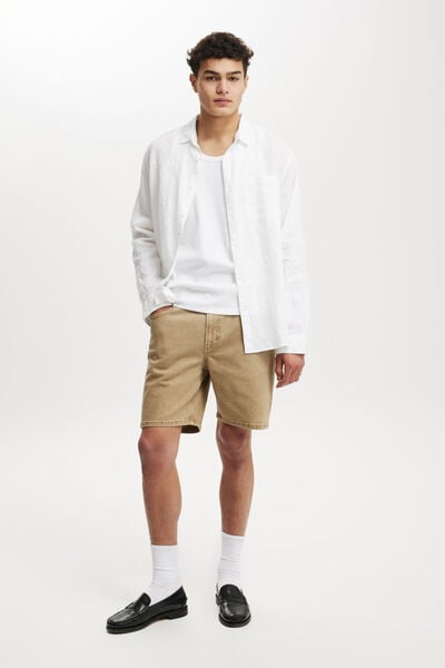 Slim Denim Short, LIGHT CAMEL