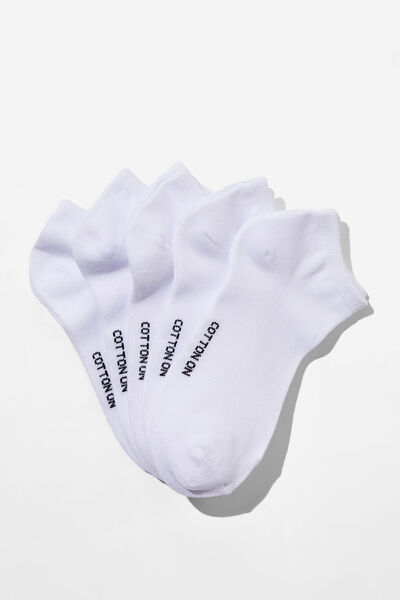 5Pk Ankle Sock, WHITE