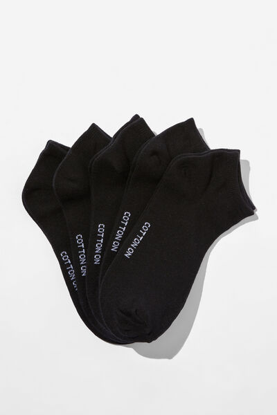 5Pk Ankle Sock, BLACK