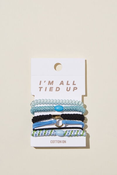 All Tied Up Hair Tie Pack, BLUE/METALLIC