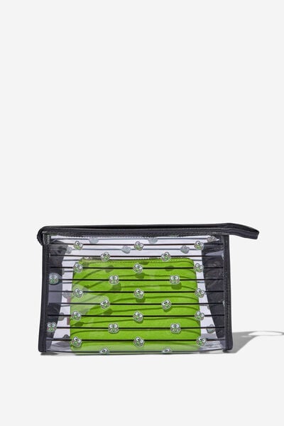 Holiday Clear Cosmetic Case, LCN SAN KEROPPI/BLACK GREEN