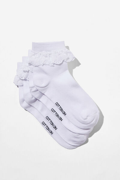 The Perfect Pair Pretty Frill Sock, WHITE