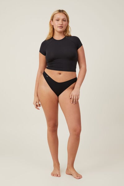 Organic Cotton Rib Bikini Brief, BLACK