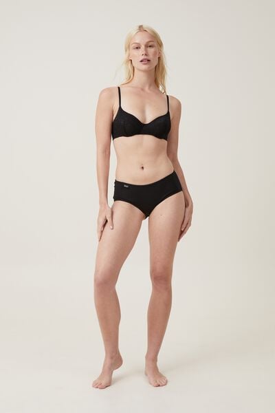 Organic Cotton Rib Boyleg Brief, BLACK