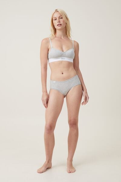 Organic Cotton Rib Boyleg Brief, MID GREY MARLE